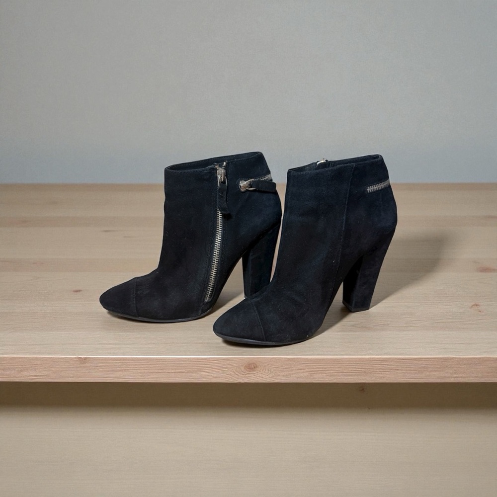Aldo Black Leather Suede Ankle Booties‎